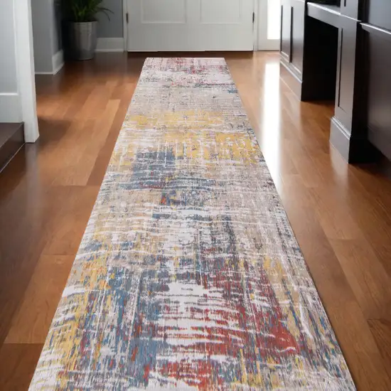 10' White Abstract Non Skid Area Rug Photo 1