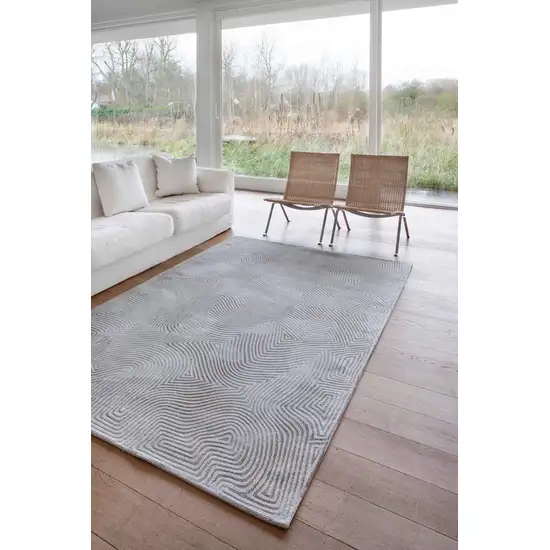 10' White Abstract Non Skid Area Rug Photo 8