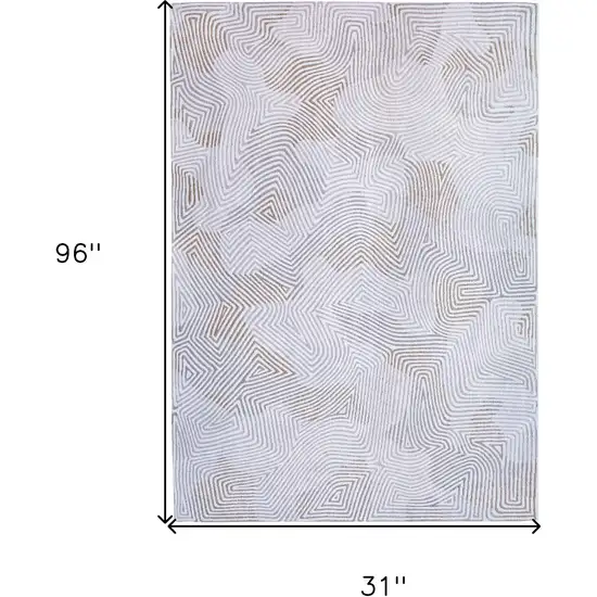 10' White Abstract Non Skid Area Rug Photo 3