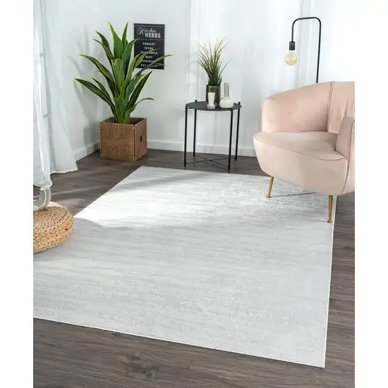 10' White Abstract Washable Non Skid Area Rug Photo 9