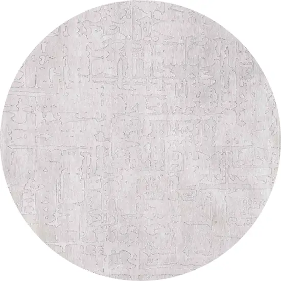 8' White Round Abstract Non Skid Area Rug Photo 2