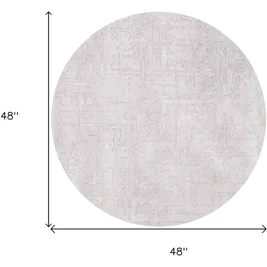 5' White Round Abstract Non Skid Area Rug Photo 3