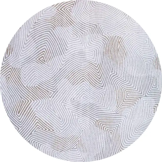 8' White Round Abstract Non Skid Area Rug Photo 2