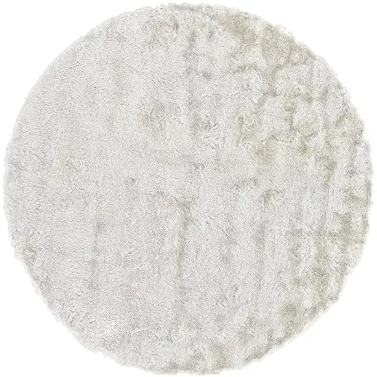 8' White Round Shag Tufted Handmade Area Rug Photo 1