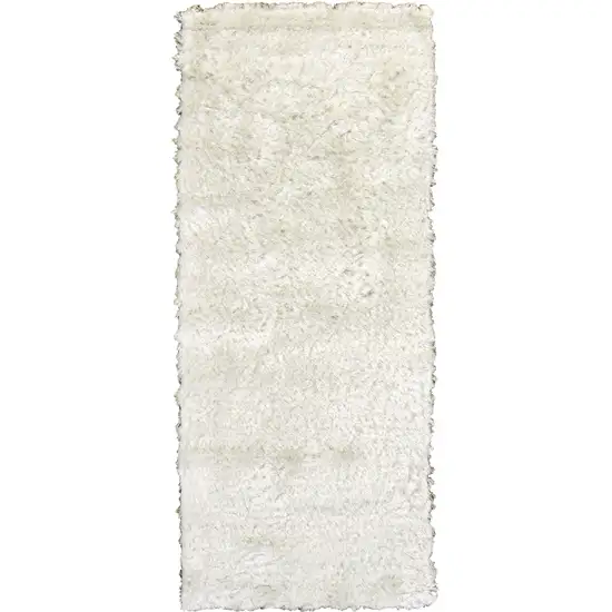 6' White Shag Hand Tufted Runner Rug Photo 5