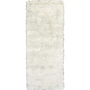 Photo of 6' White Shag Hand Tufted Runner Rug