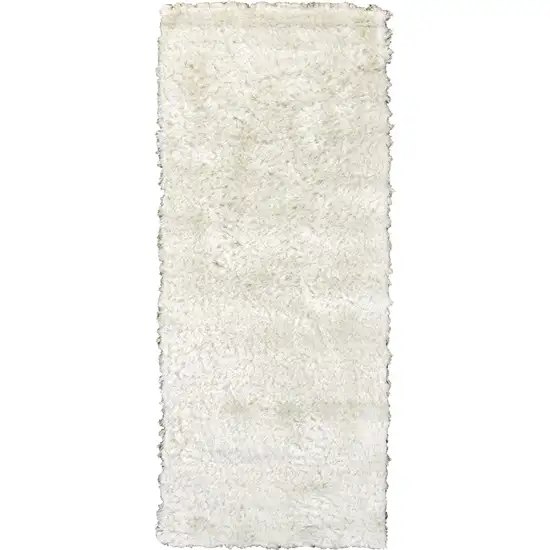 6' White Shag Hand Tufted Runner Rug Photo 2