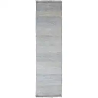 Photo of 10' Wool Striped Hand KNotted Runner Rug