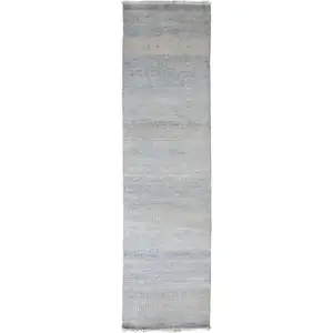 Photo of 10' Wool Striped Hand KNotted Runner Rug