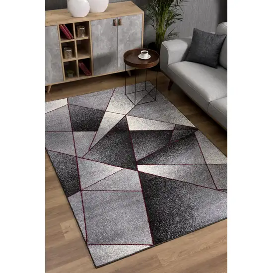 2' X 10'  Abstract Geometric Stain Resistant Area Rug Photo 2