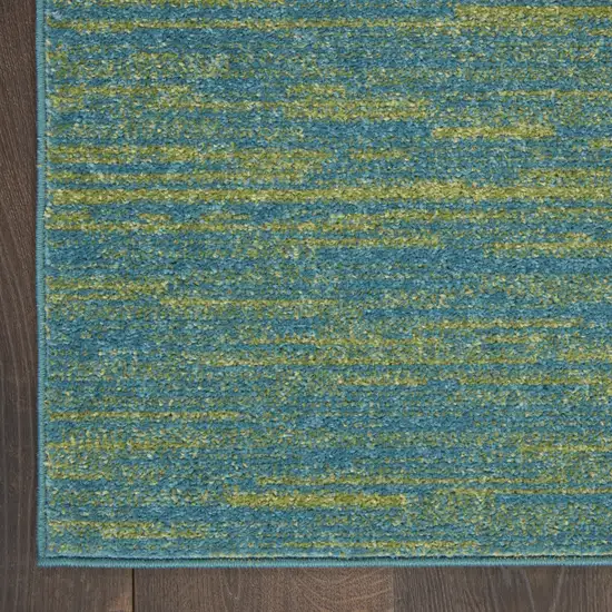 2' X 6' Blue And Green Abstract Non Skid Indoor Outdoor Runner Rug Photo 5