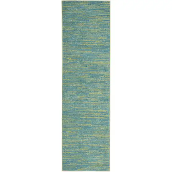 2' X 6' Blue And Green Abstract Non Skid Indoor Outdoor Runner Rug Photo 3