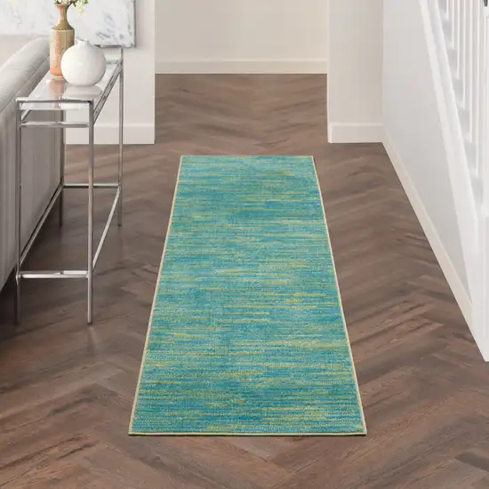 2' X 6' Blue And Green Abstract Non Skid Indoor Outdoor Runner Rug Photo 7