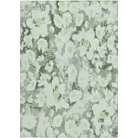 Photo of 3' X 4' Artichoke Green Floral Washable Non Skid Indoor Outdoor Area Rug