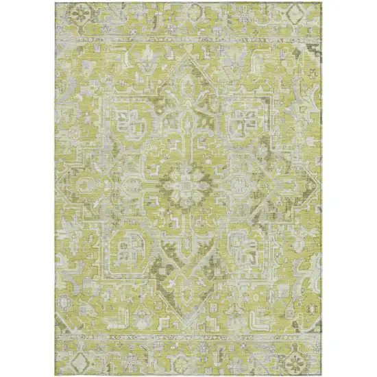 3' X 4' Artichoke Green Oriental Washable Non Skid Indoor Outdoor Area Rug Photo 5