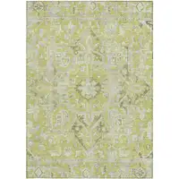 Photo of 3' X 4' Artichoke Green Oriental Washable Non Skid Indoor Outdoor Area Rug