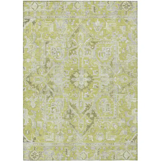 3' X 5' Artichoke Green Oriental Washable Non Skid Indoor Outdoor Area Rug Photo 2