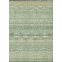 Photo of 3' X 5' Artichoke Green Striped Washable Non Skid Indoor Outdoor Area Rug