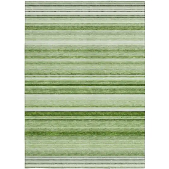 3' X 4' Artichoke Green Striped Washable Non Skid Indoor Outdoor Area Rug Photo 3