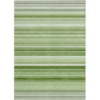 Photo of 3' X 5' Artichoke Green Striped Washable Non Skid Indoor Outdoor Area Rug