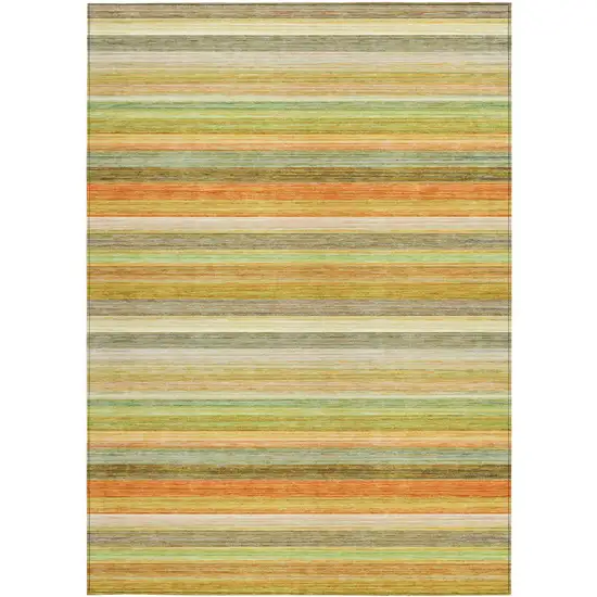 3' X 4' Artichoke Green Striped Washable Non Skid Indoor Outdoor Area Rug Photo 4