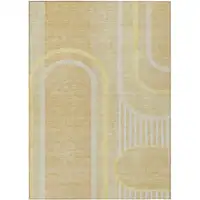 Photo of 3' X 4' Beige Abstract Washable Non Skid Indoor Outdoor Area Rug