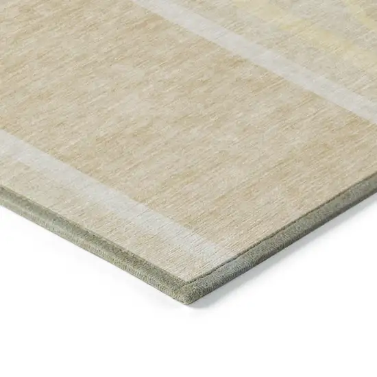 Beige Abstract Washable Indoor Outdoor Area Rug Photo 5