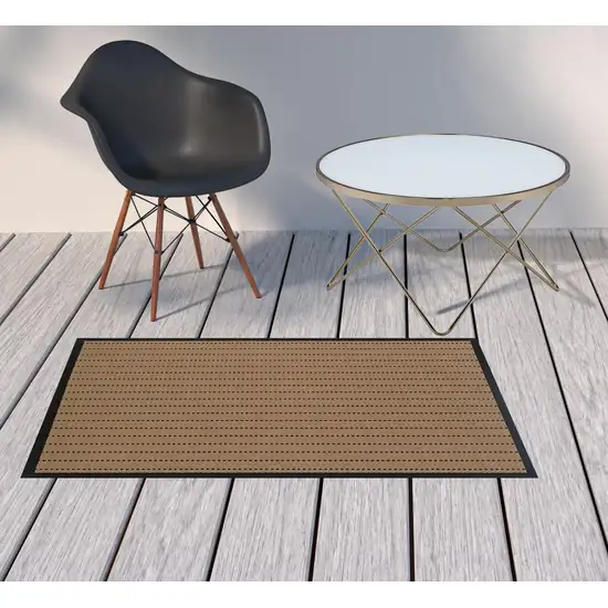 3' X 5' Beige Geometric Stain Resistant Indoor Outdoor Area Rug Photo 2