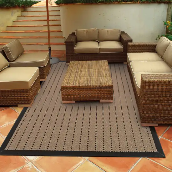 8' X 11' Beige Geometric Stain Resistant Indoor Outdoor Area Rug Photo 3