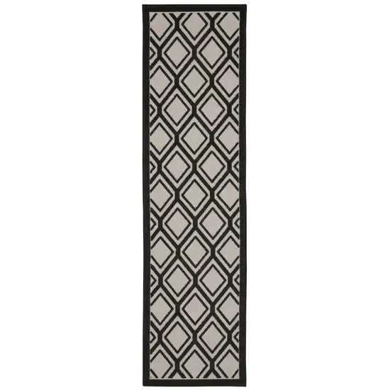 2' X 7' Beige Geometric Stain Resistant Indoor Outdoor Area Rug Photo 1