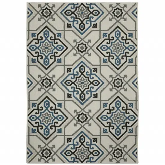 2' X 3' Beige Oriental Stain Resistant Indoor Outdoor Area Rug Photo 1