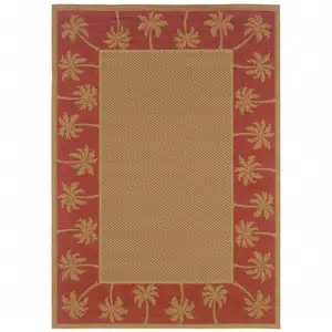 Photo of 3' X 5' Beige Stain Resistant Indoor Outdoor Area Rug