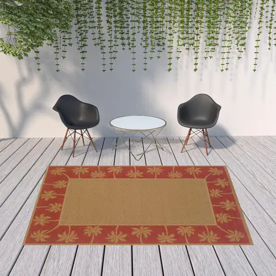 8' X 11' Beige Stain Resistant Indoor Outdoor Area Rug Photo 2