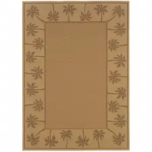 Photo of 3' X 5' Beige Stain Resistant Indoor Outdoor Area Rug