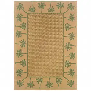 Photo of 3' X 5' Beige Stain Resistant Indoor Outdoor Area Rug