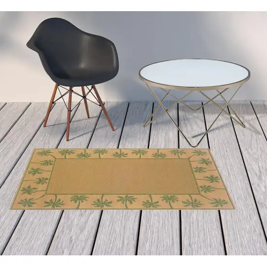 3' X 5' Beige Stain Resistant Indoor Outdoor Area Rug Photo 2