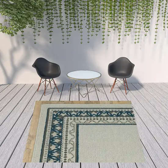 6' X 9' Beige Stain Resistant Indoor Outdoor Area Rug Photo 3