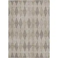 Photo of 3' X 4' Beige Taupe and Brown Geometric Washable Non Skid Indoor Outdoor Area Rug