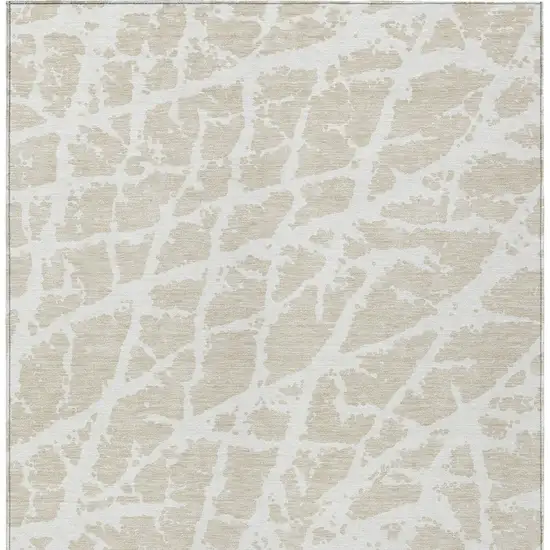 3' X 4' Beige and Ivory Abstract Washable Non Skid Indoor Outdoor Area Rug Photo 7