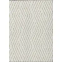 Photo of 3' X 5' Beige and Ivory Geometric Washable Non Skid Indoor Outdoor Area Rug