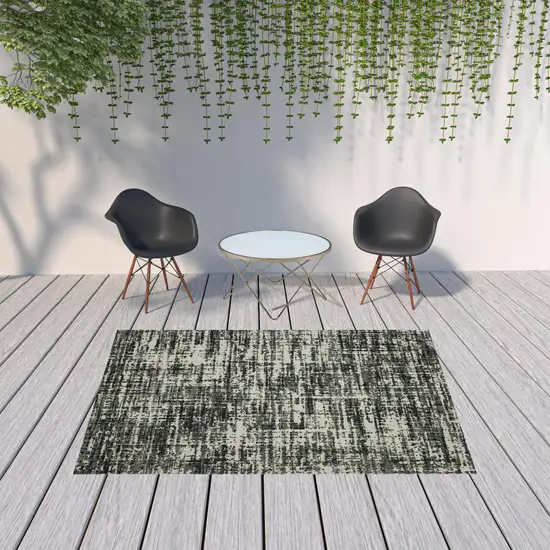 6' X 9' Black Abstract Stain Resistant Indoor Outdoor Area Rug Photo 3