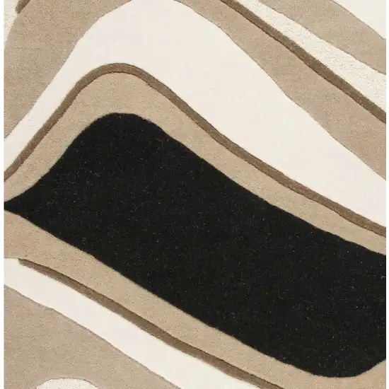 Black Beige Hand Tufted Abstract Waves Indoor Area Rug Photo 4