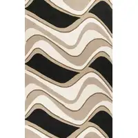 Photo of 8'X11' Black Beige Hand Tufted Abstract Waves Indoor Area Rug