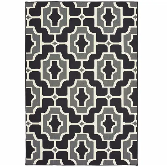 3' X 5' Black Geometric Stain Resistant Indoor Outdoor Area Rug Photo 1