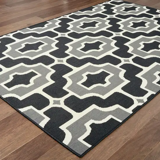 3' X 5' Black Geometric Stain Resistant Indoor Outdoor Area Rug Photo 4