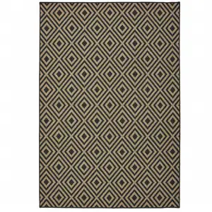 Photo of 3' X 5' Black Geometric Stain Resistant Indoor Outdoor Area Rug