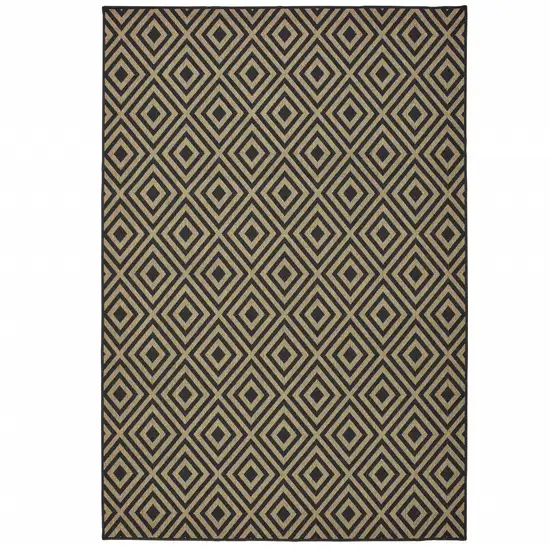 3' X 5' Black Geometric Stain Resistant Indoor Outdoor Area Rug Photo 1