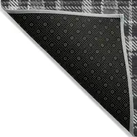 Photo of 3' X 5' Black Gray and White Plaid Washable Non Skid Indoor Outdoor Area Rug