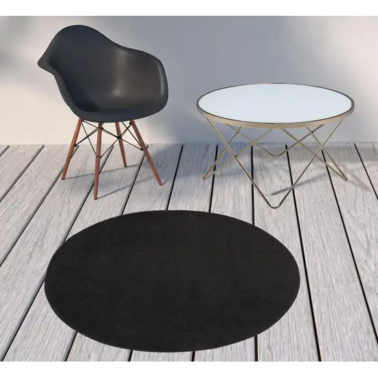 4' X 4' Black Round Non Skid Indoor Outdoor Area Rug Photo 2