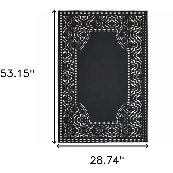 3' X 5' Black Stain Resistant Indoor Outdoor Area Rug Photo 5